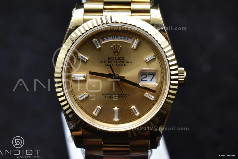 Diamond DayDate GoAnywhere Markers Bracelet Weight President YG Gold Dial A3255 904L Gain 723 V Steel GMF 40 On 0906